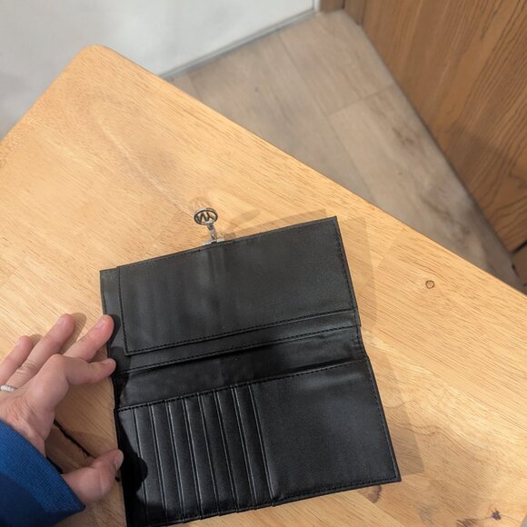 NWT New York and Company Black and Silver Patent Leather Dots Wallet/Clutch - Picture 4 of 7